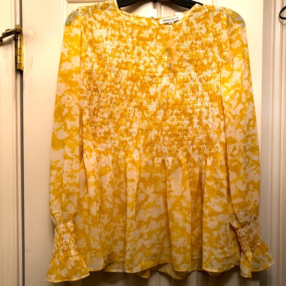 Rose & Olive Yellow Tie Dye Top NWT sz M